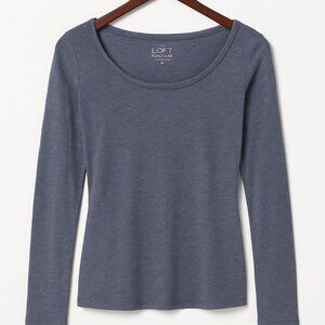LOFT Long Sleeve Scoop Neck Tee – Blue, Size XS